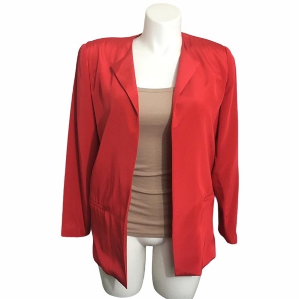 Cos Cob vtg open front red blazer jacket. Size 10